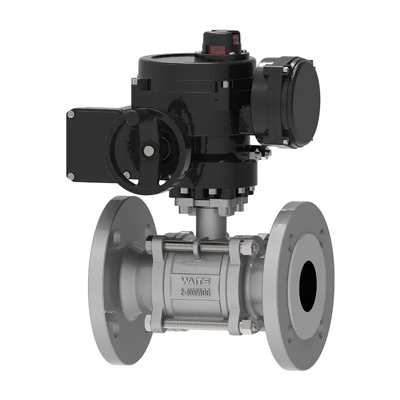Electric three-piece flanged floating ball valve
