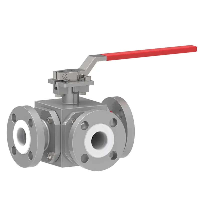 Ang PTFE ay may linya ng three-way ball valve‌‌